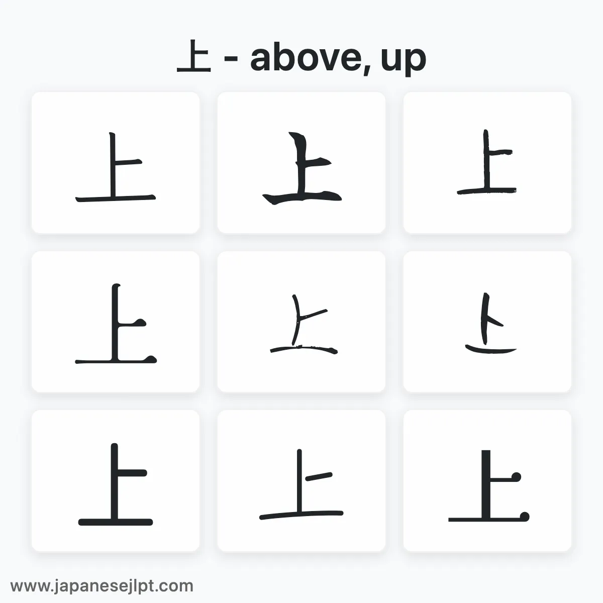 Kanji 上 (above, up) — Meanings, Readings & Stroke Order