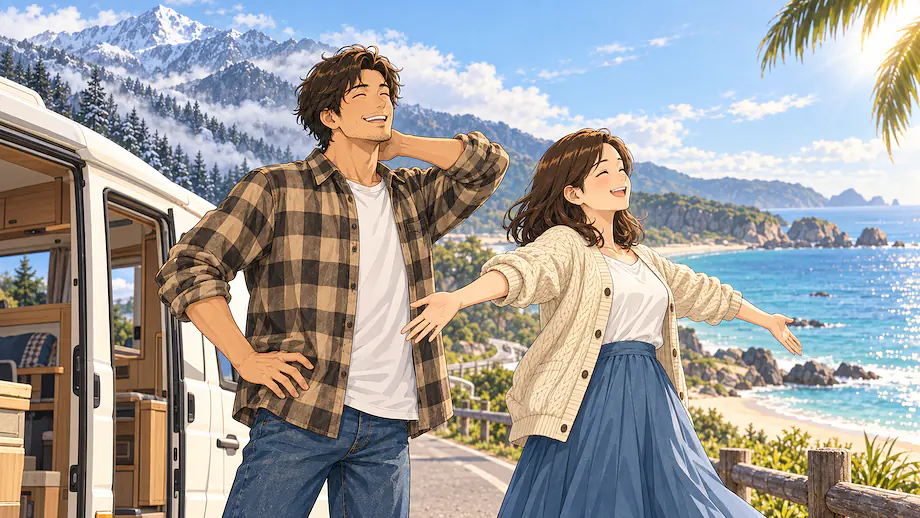Illustration of the scene described by Compared to up on the mountain, it is very warm here.