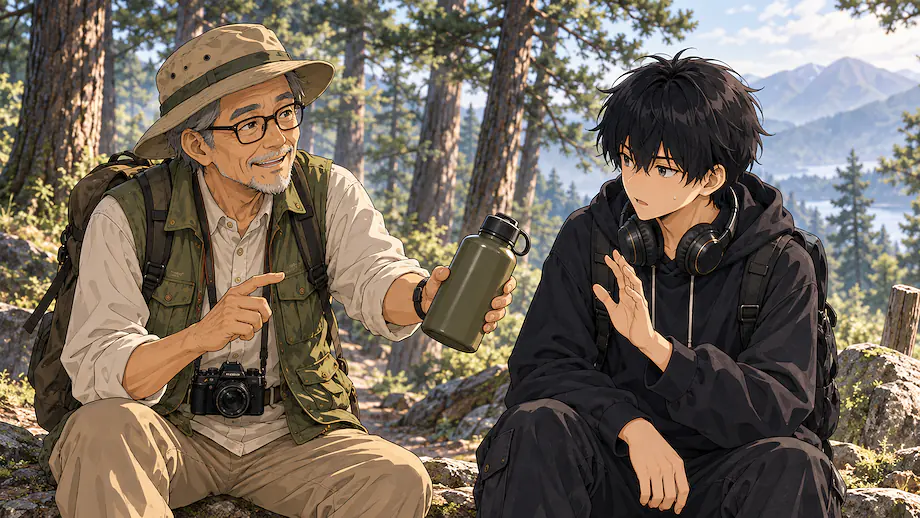 Illustration of the scene described by Just because it is a cool morning doesn’t mean it’s okay not to stay hydrated.