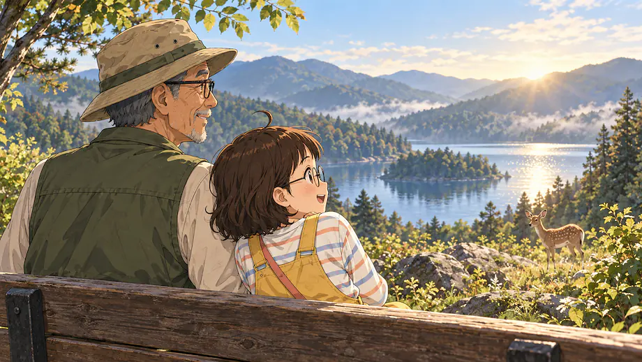 Illustration of the scene described by I will never forget the beautiful deer I saw in the forest.
