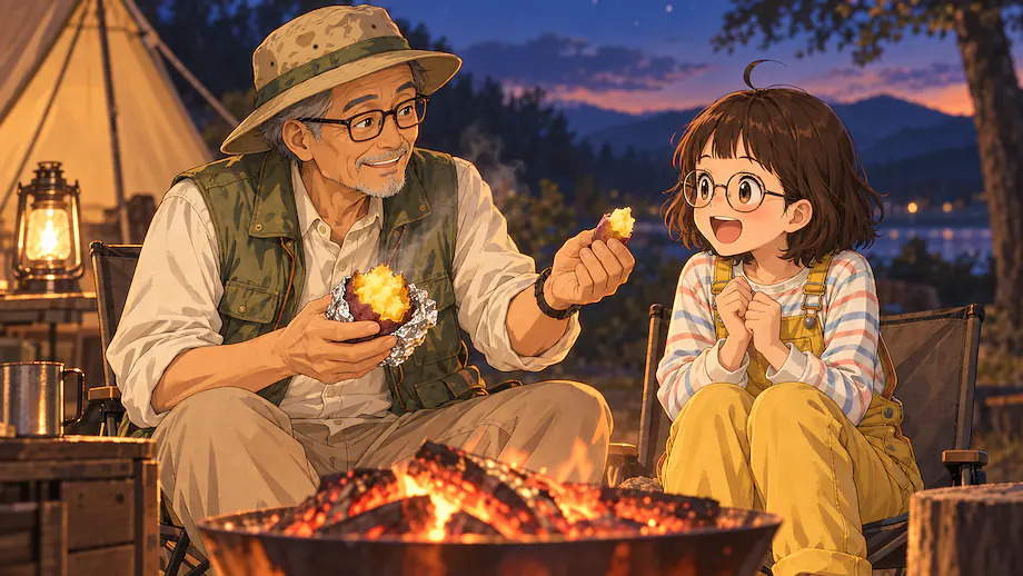 Illustration of the scene described by It's sweet and delicious, so try taking a bite.
