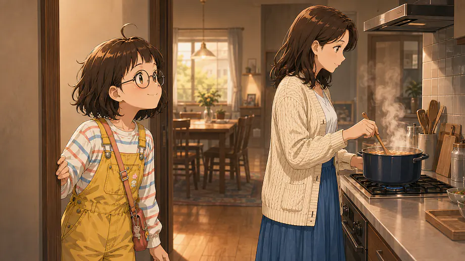 Illustration of the scene described by A nice smell is coming from the kitchen.