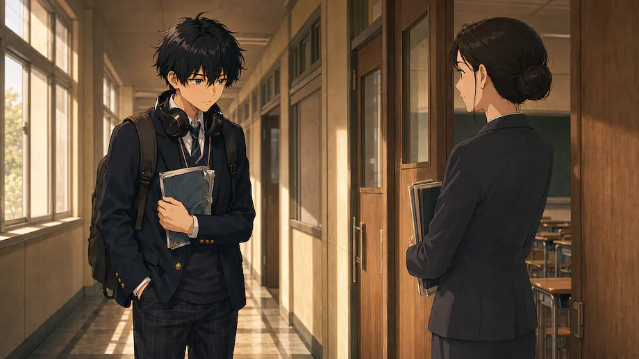 Illustration of the scene described by It is hard to tell the teacher about it.