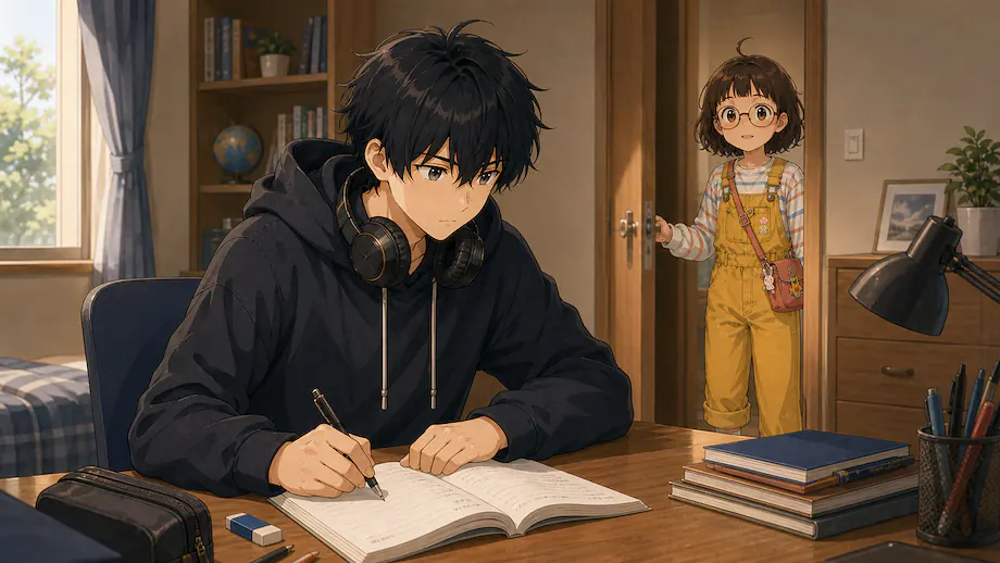 Illustration of the scene described by Ren is studying.