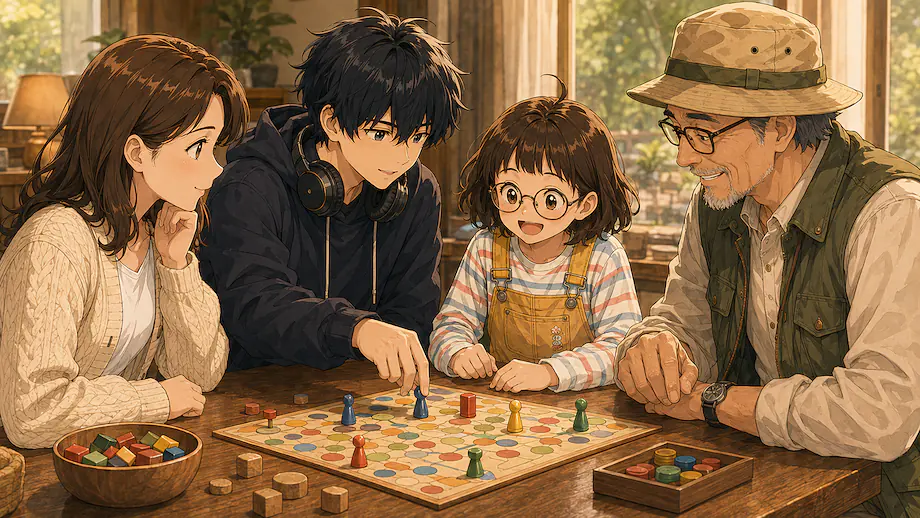 Illustration of the scene described by Anyone can enjoy this game.