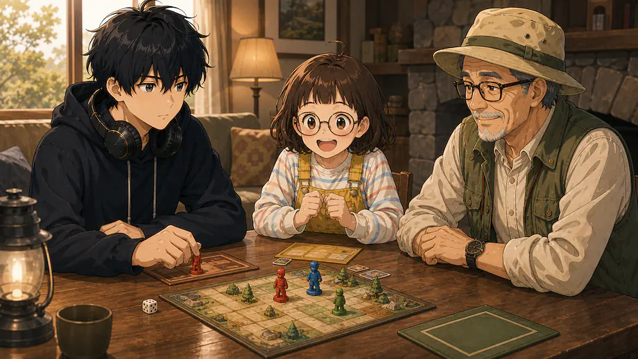 Illustration of the scene described by This game can be played by three or more people.