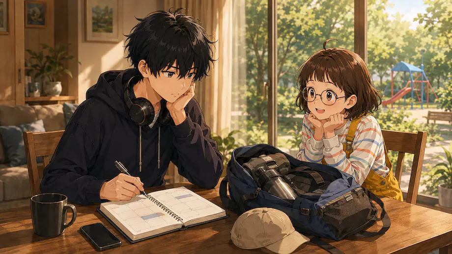 Illustration of the scene described by If I have time, I will go to the park.