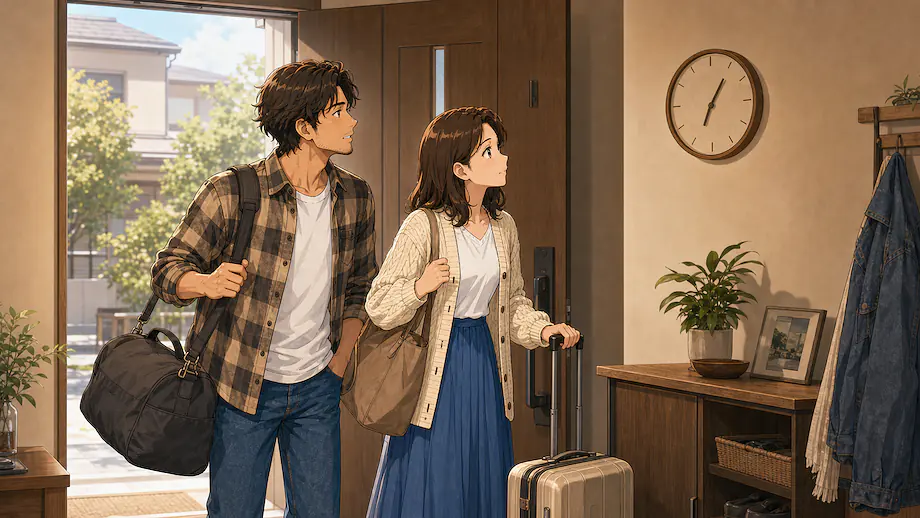 Illustration of the scene described by We need to leave early.