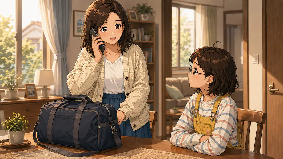 Illustration of the scene described by My father said he would return tomorrow.