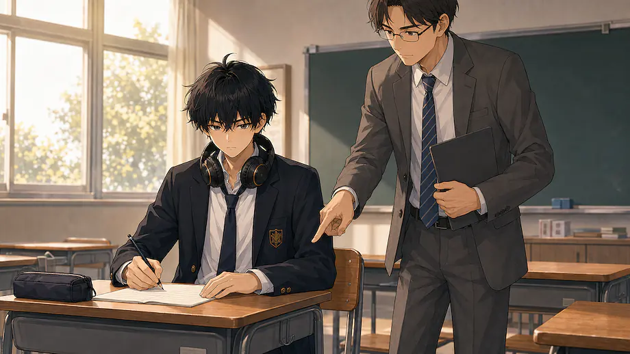 Illustration of the scene described by Ren was made to write an essay by his teacher.