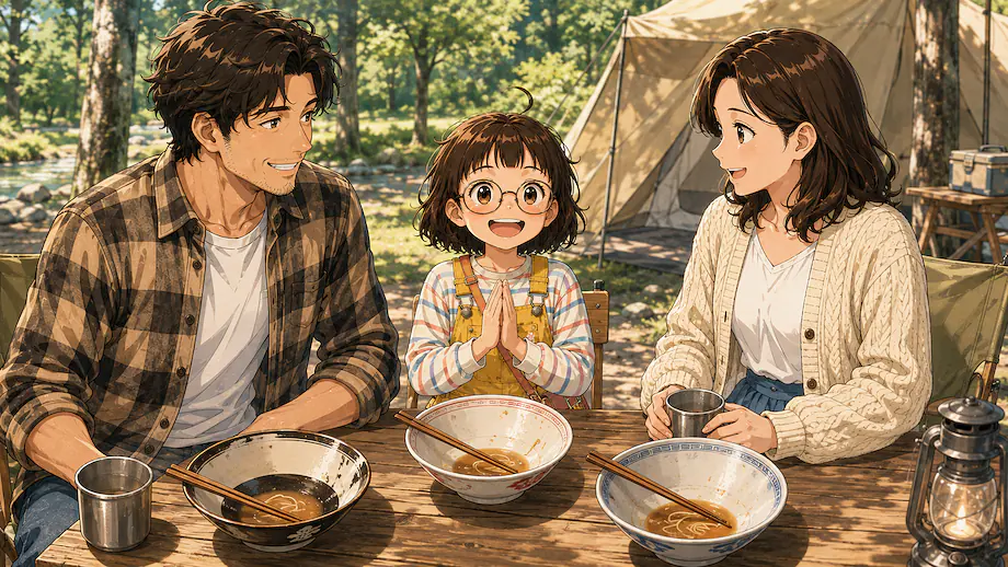 Illustration of the scene described by Lunch was ramen.