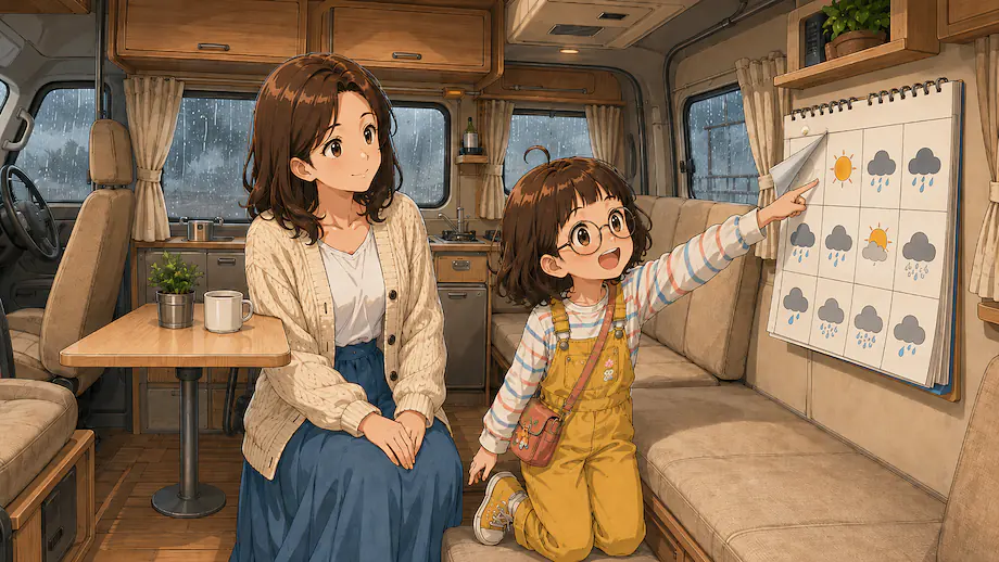 Illustration of the scene described by It wasn’t rainy yesterday.