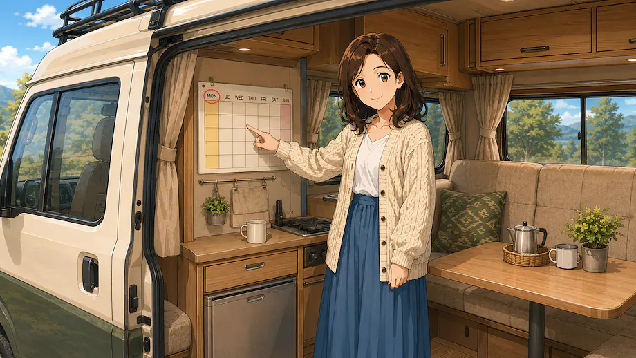 Illustration of the scene described by Today is Monday.