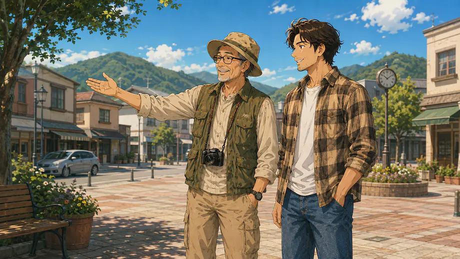 Illustration of the scene described by This town is quiet.