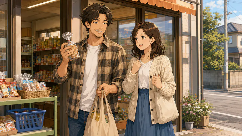 Illustration of the scene described by That shop wasn’t expensive.