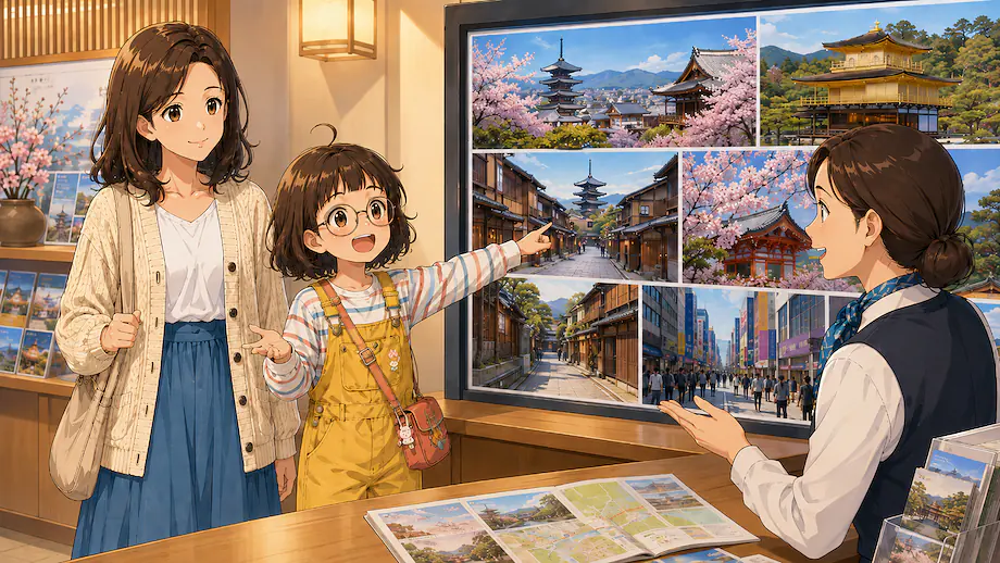 Illustration of the scene described by What kind of city is Kyoto?