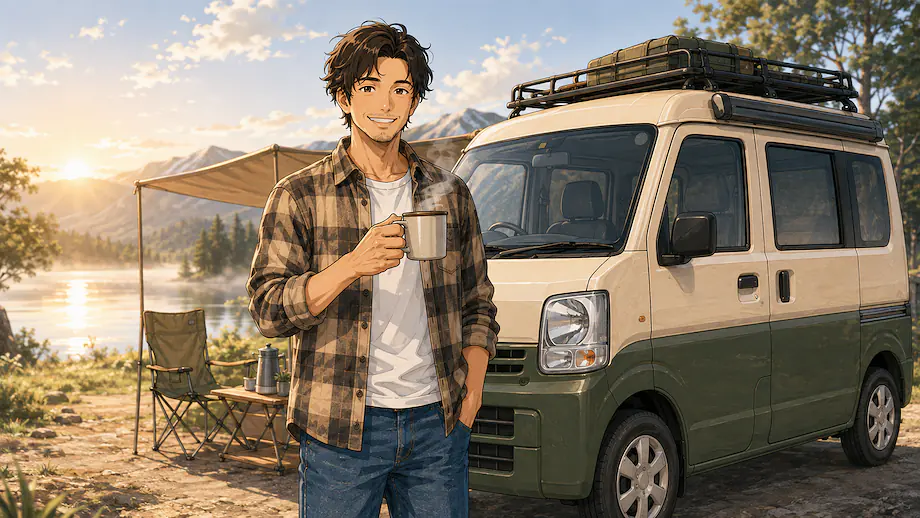 Illustration of the scene described by I drink coffee in the morning.