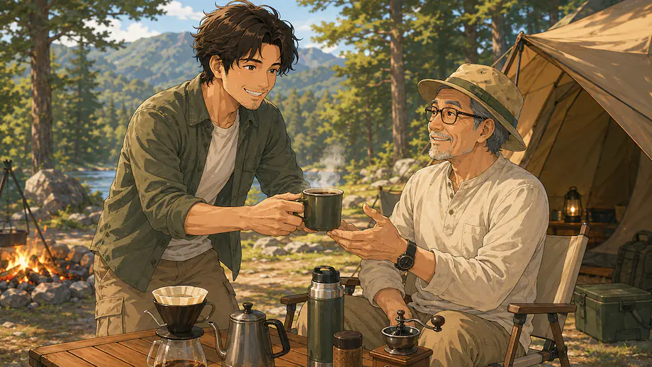 Illustration of the scene described by How about some coffee?