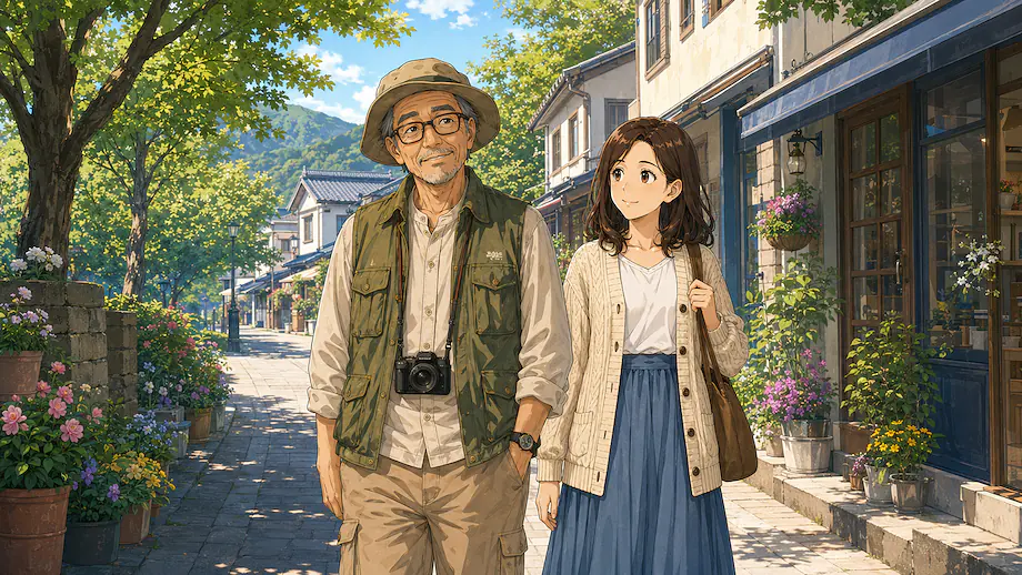 Illustration of the scene described by This town is quiet and beautiful.