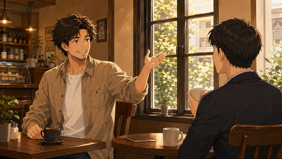 Illustration of the scene described by May I open the window?