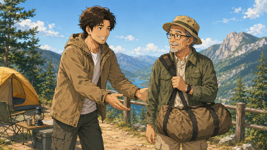 Illustration of the scene described by Shall I carry your luggage?