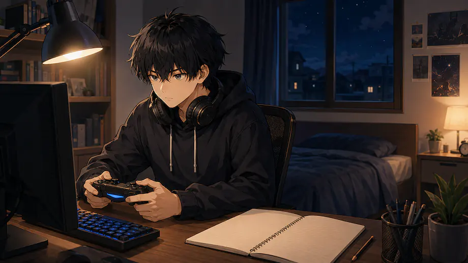 Illustration of the scene described by Ren didn’t do his homework.