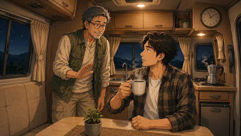 Illustration of the scene described by You shouldn’t drink coffee at night.