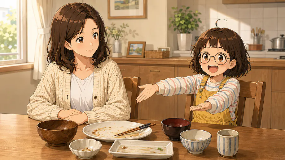Illustration of the scene described by I’ve already eaten lunch.