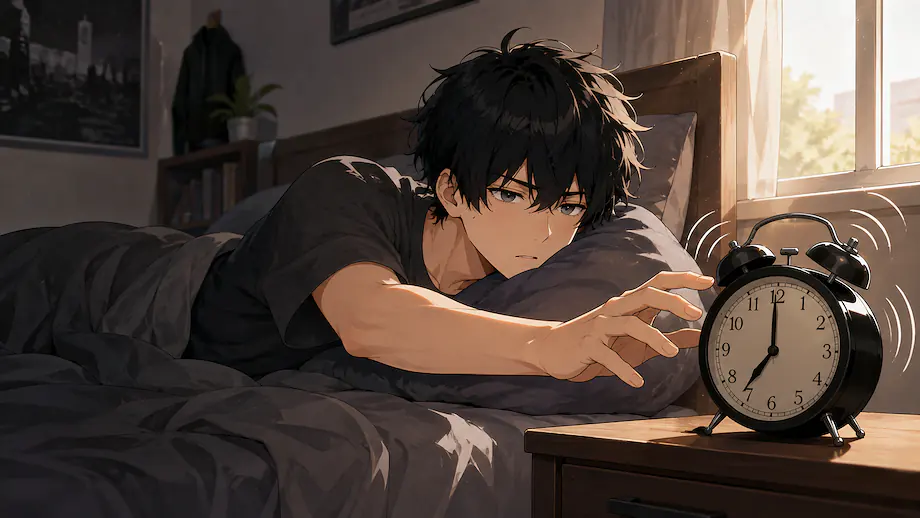 Illustration of the scene described by I dislike waking up early in the morning.