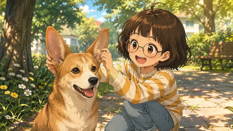 Illustration of the scene described by This dog has big ears.